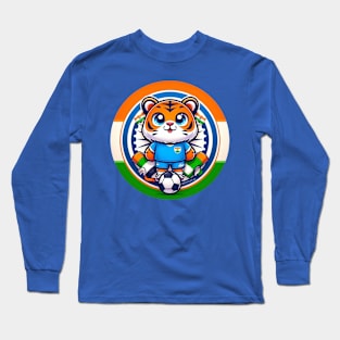 Indian Tiger playing football Long Sleeve T-Shirt